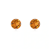 14K White Gold Citrine Stud Earrings